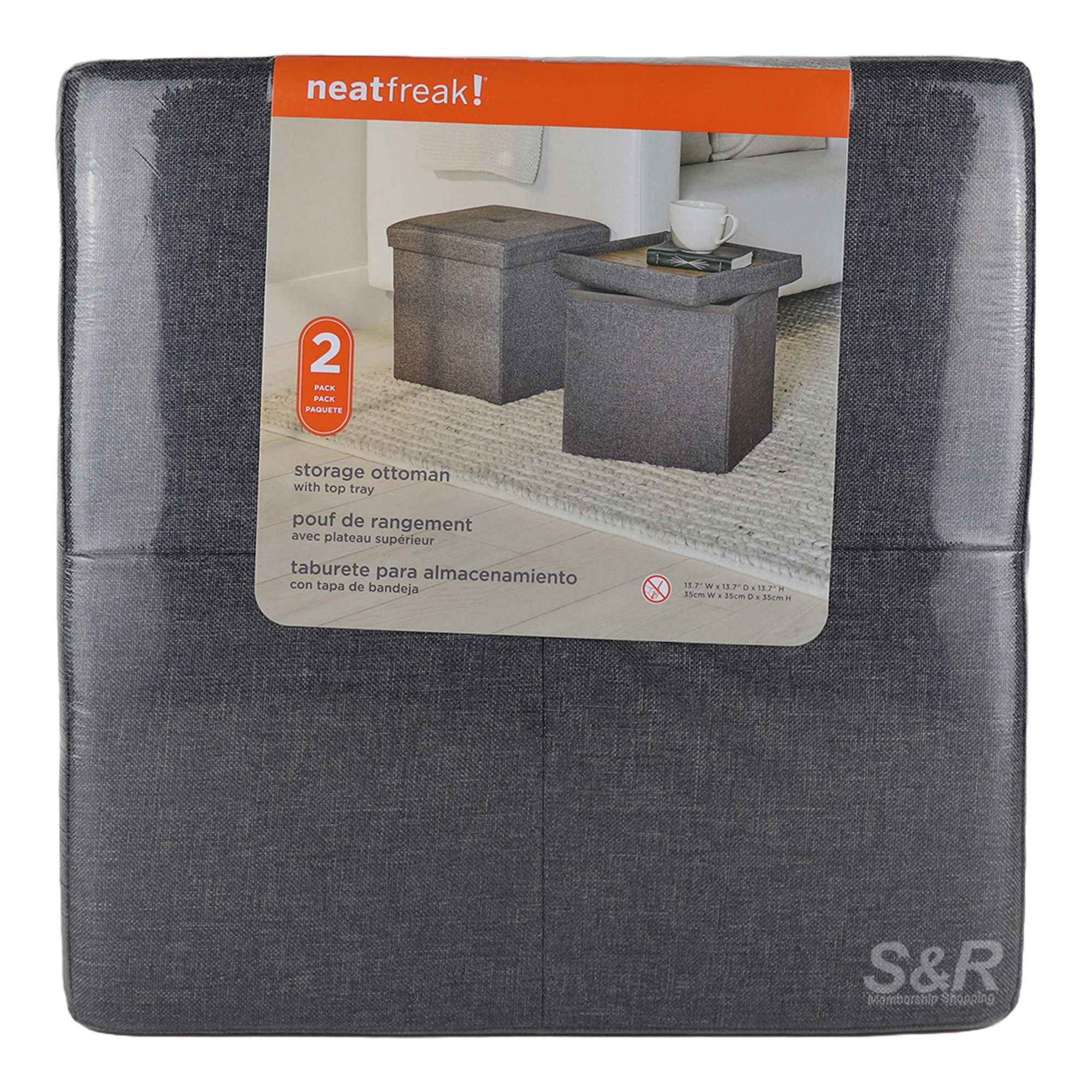 Neatfreak Foldable Storage Ottoman with Top Tray 2pcs Neatfreak Foldable Storage Ottoman with Top Tray 2pcs